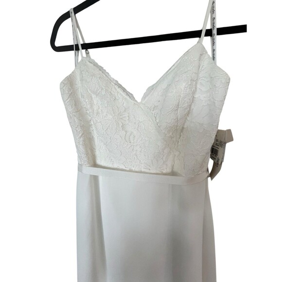 DB Studio Wedding Dress NWT Sz 10 Scalloped V-Neck Lace Bodice A-Line Soft White - Picture 2 of 16
